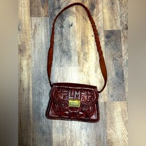 Vintage Tooled Leather Crossbody Bag